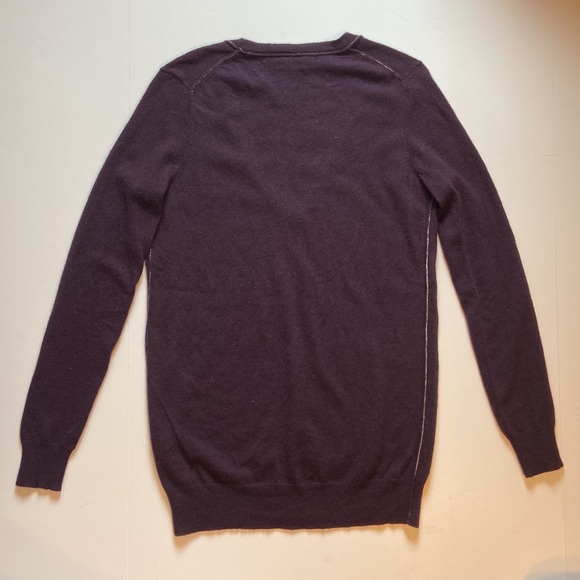 Wallace Eggplant/purple V-Neck Cashmere/wool Blend Sweater, Sz XS - Picture 5 of 6